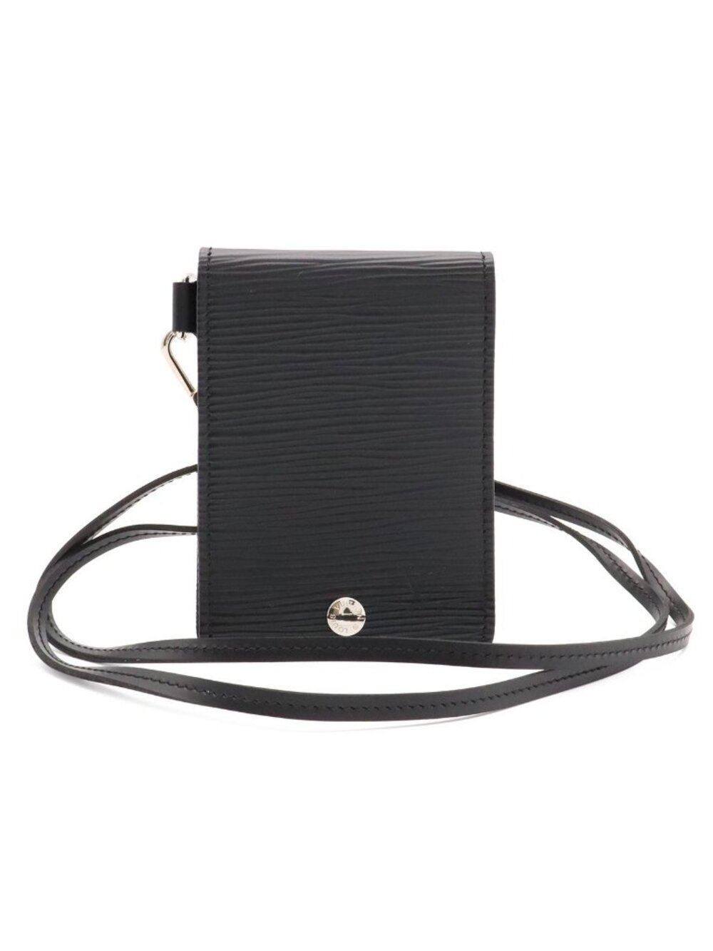 Louis Vuitton Epi Card Case ID Bandouliere Fixed Era Noir Black Neck Strap